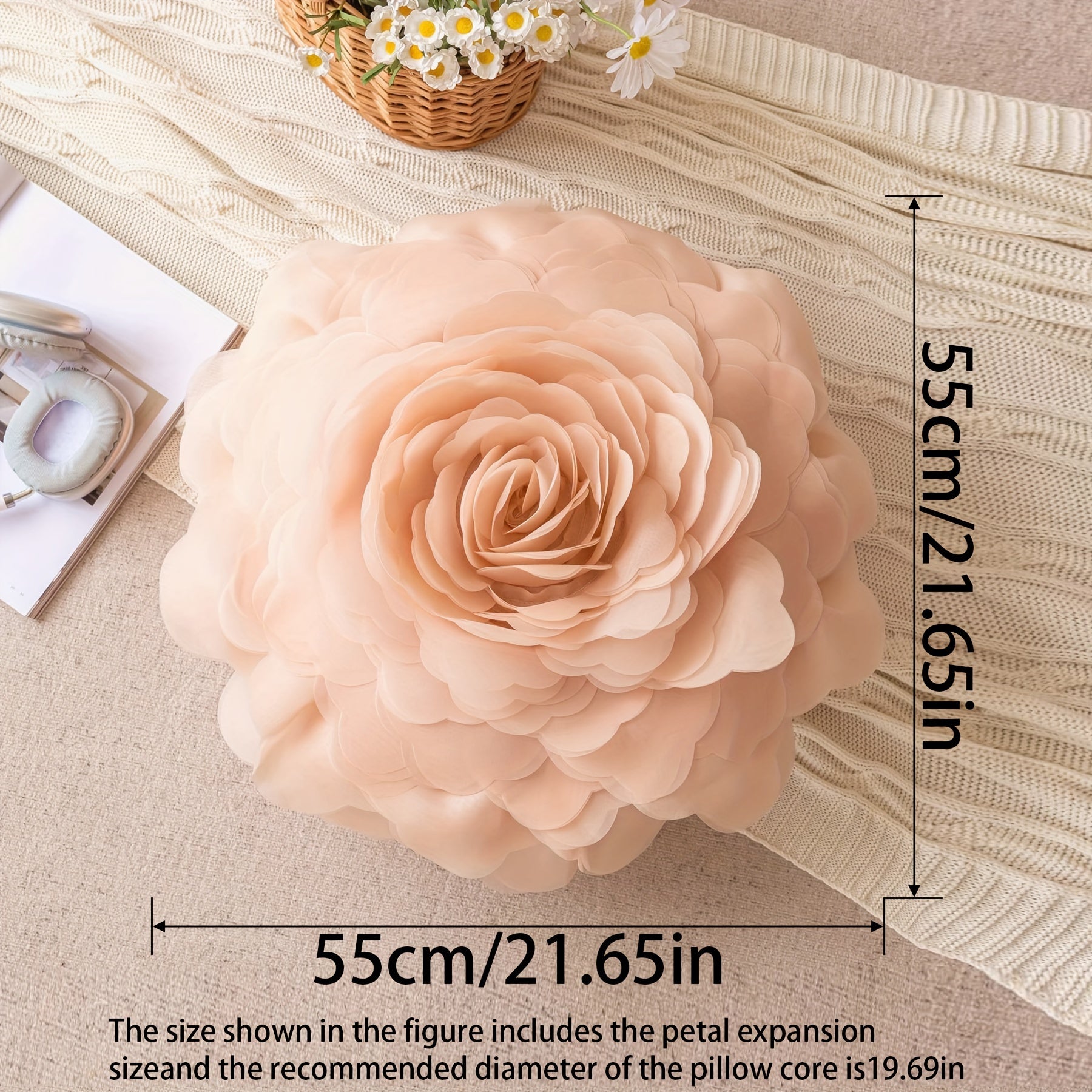 Colorful Flower Pillow Case Handmade Pillowcase Simulation Flower Throw Pillow Pretty Home Decoration Suitable For Beds And Sofas (Just Pillowcase, No Pillow) Uniquely Yours Designs