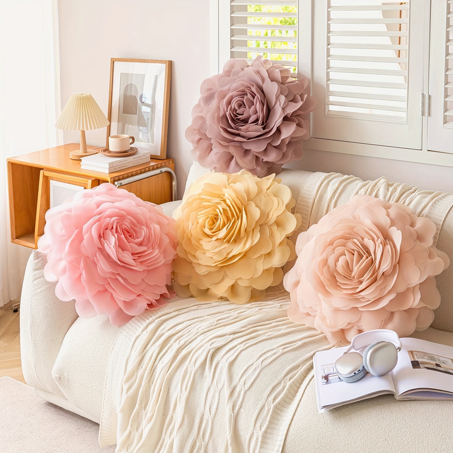 Colorful Flower Pillow Case Handmade Pillowcase Simulation Flower Throw Pillow Pretty Home Decoration Suitable For Beds And Sofas (Just Pillowcase, No Pillow) Uniquely Yours Designs