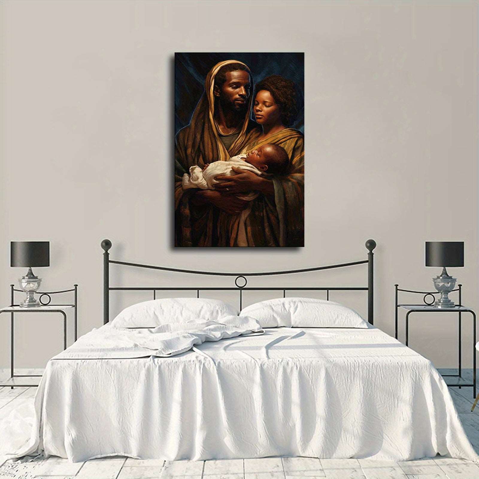 African American Black Mary Our Madonna and Child Baby Jesus Poster Picture Room Decor Art Stretched and Frame Ready To Hang - Framed