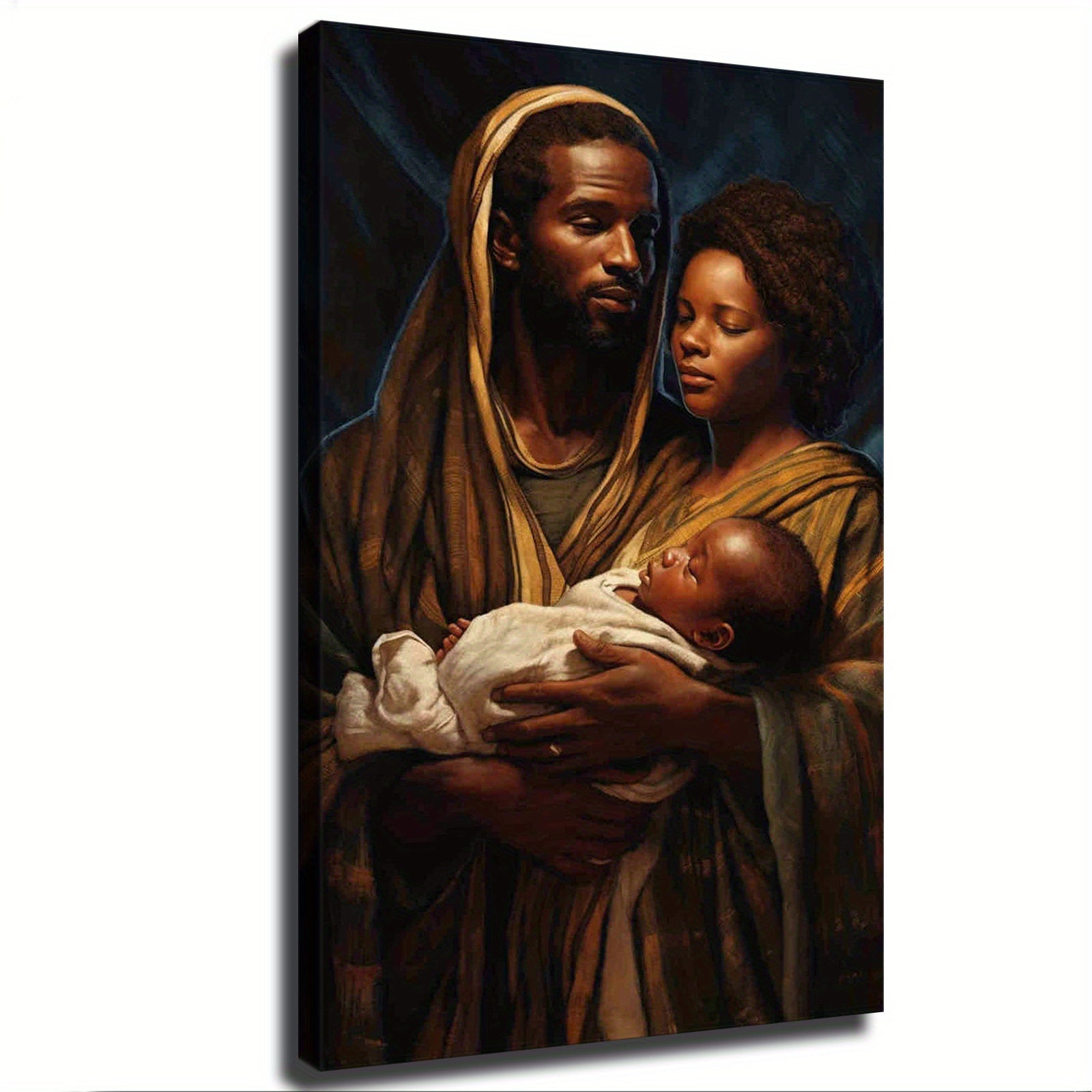 African American Black Mary Our Madonna and Child Baby Jesus Poster Picture Room Decor Art Stretched and Frame Ready To Hang - Framed