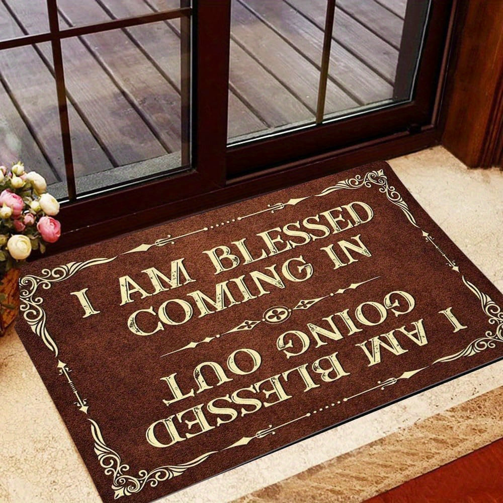 Religious Doormat for Inside and Outside Entry I Am Blessed Coming in and Going Out Doormat Christian Doormats Faithgee