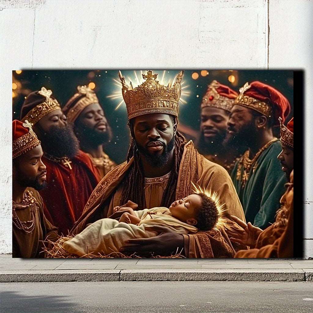 1Piece, Christmas Wise Men with Infant, High-Definition Printing, Home Decoration, Canvas Painting, Mural for Living Room and Bedroom Decoration, Holiday Gift, Decorative Painting