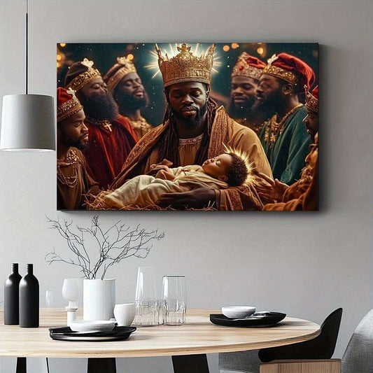 1Piece, Christmas Wise Men with Infant, High-Definition Printing, Home Decoration, Canvas Painting, Mural for Living Room and Bedroom Decoration, Holiday Gift, Decorative Painting