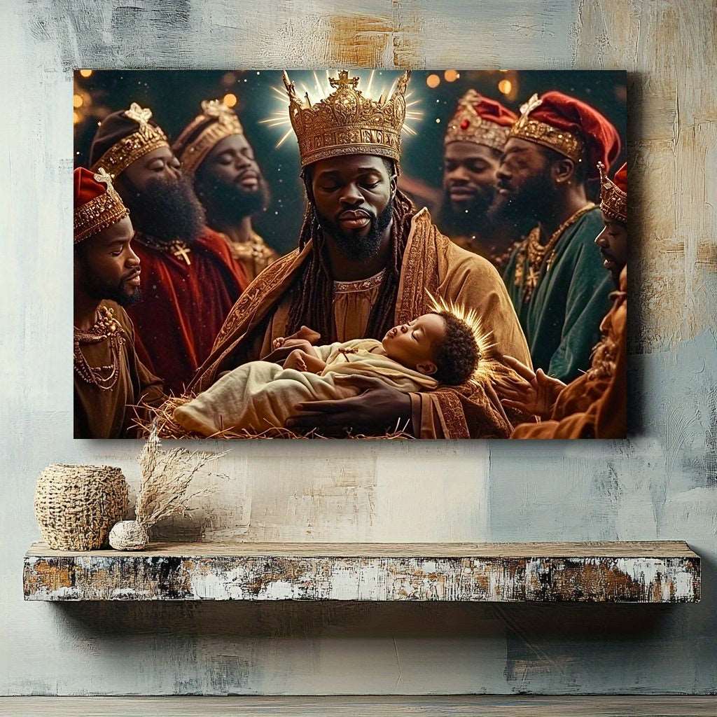 1Piece, Christmas Wise Men with Infant, High-Definition Printing, Home Decoration, Canvas Painting, Mural for Living Room and Bedroom Decoration, Holiday Gift, Decorative Painting