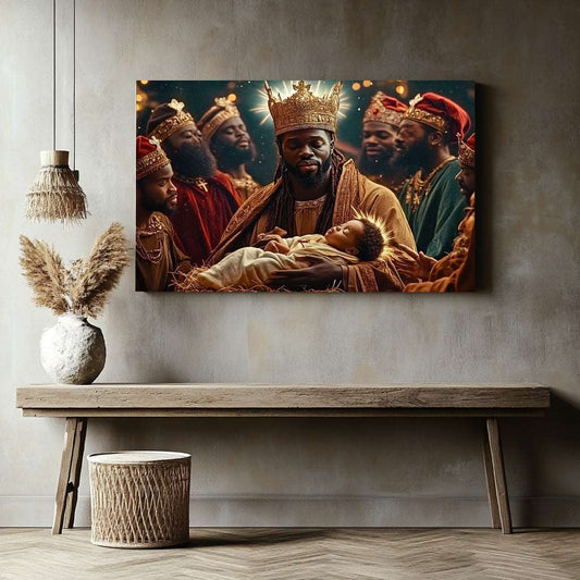 1Piece, Christmas Wise Men with Infant, High-Definition Printing, Home Decoration, Canvas Painting, Mural for Living Room and Bedroom Decoration, Holiday Gift, Decorative Painting