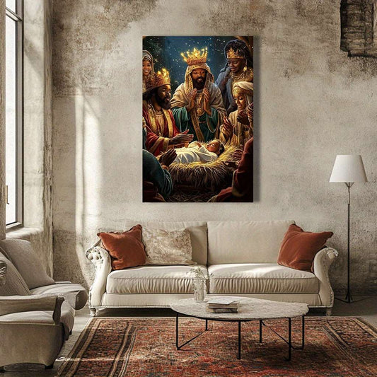 1Piece, Nativity Scene with Eastern Wise Men, Gift, High-Definition Printing, Home Decoration, Canvas Painting, Mural for Living Room and Bedroom Decoration, Holiday Gift, Decorative Painting