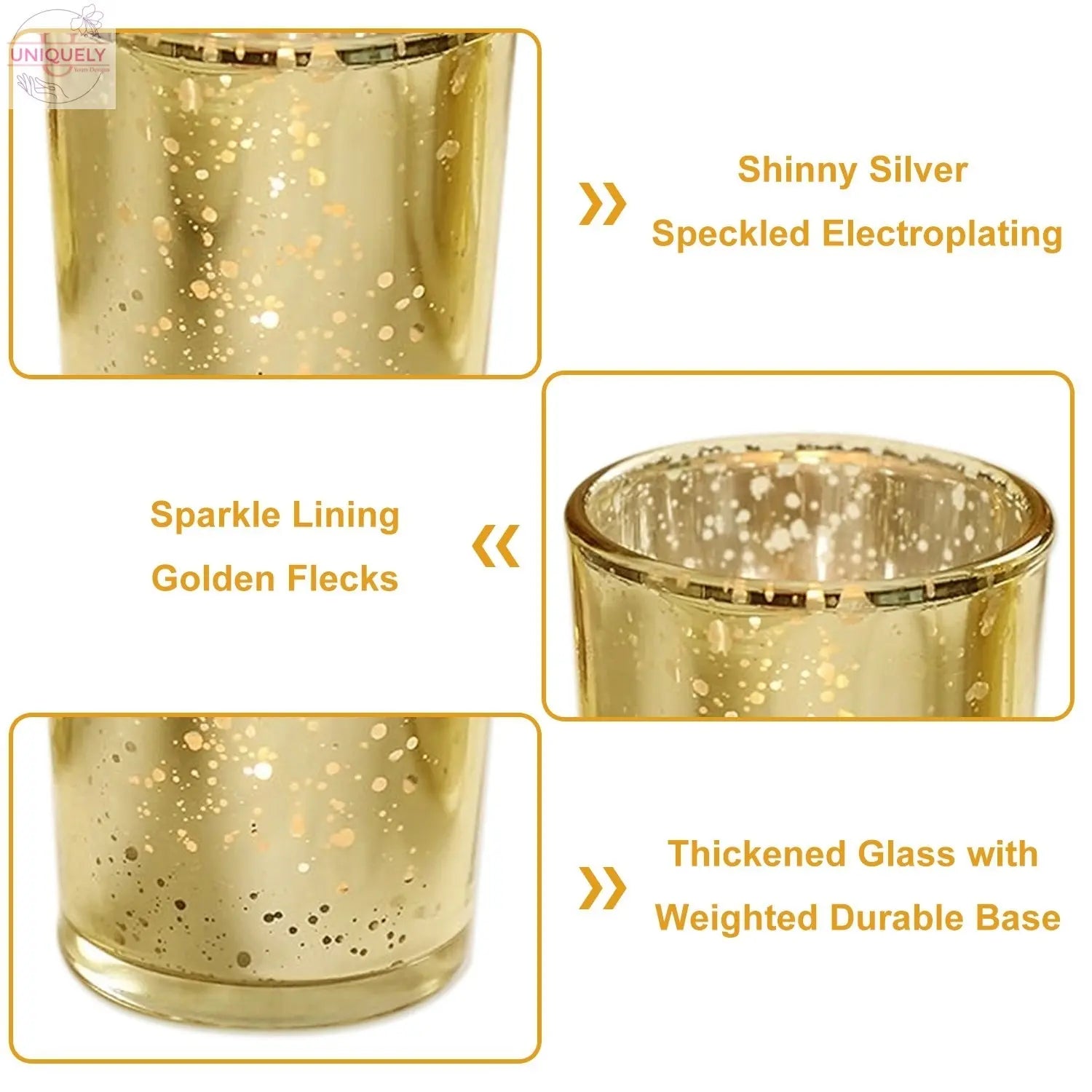 24Pcs Gold Votive Tealights Candle Holders Mercury Glass Shinny Candle Holders For Wedding Birthday Party Home Decoration Table Centerpiece Doba