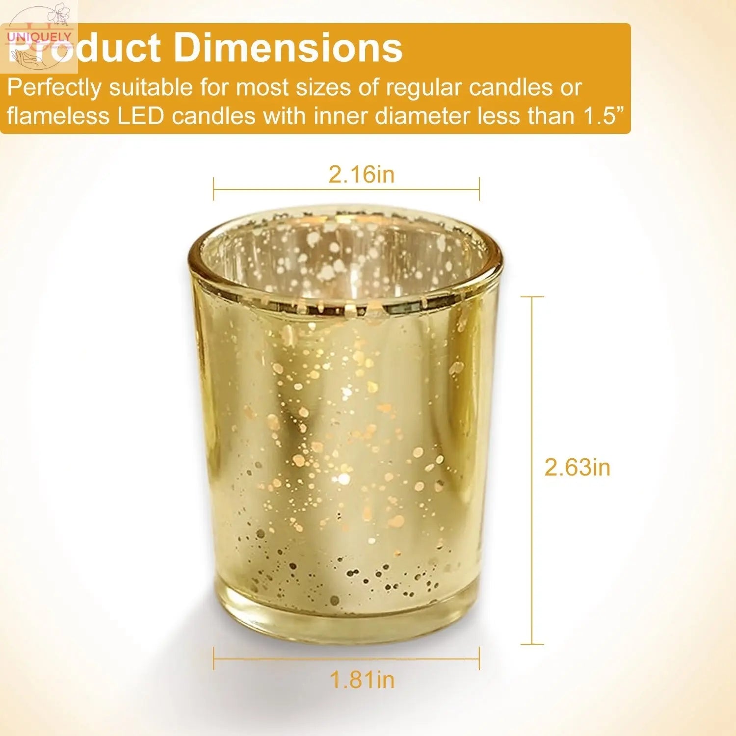 24Pcs Gold Votive Tealights Candle Holders Mercury Glass Shinny Candle Holders For Wedding Birthday Party Home Decoration Table Centerpiece Doba