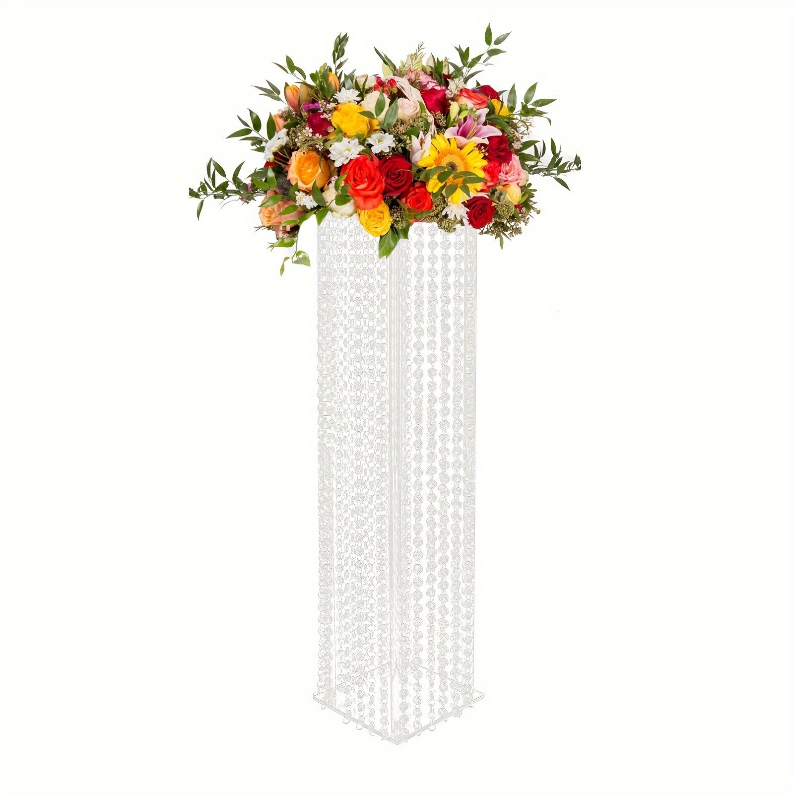 Clear Acrylic Tall Vases for Centerpieces - 2 Pcs Acrylic Column Flower Stand with Chandelier Crystals, Inweder 31.5 inch Vase Stand, Geometric Wedding Centerpieces Bulk for Tables, Party, Home Decor Uniquely Yours Designs