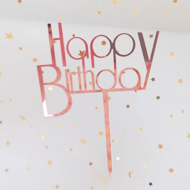 Golden "Happy Birthday" Acrylic Cake Topper Uniquely Yours Designs