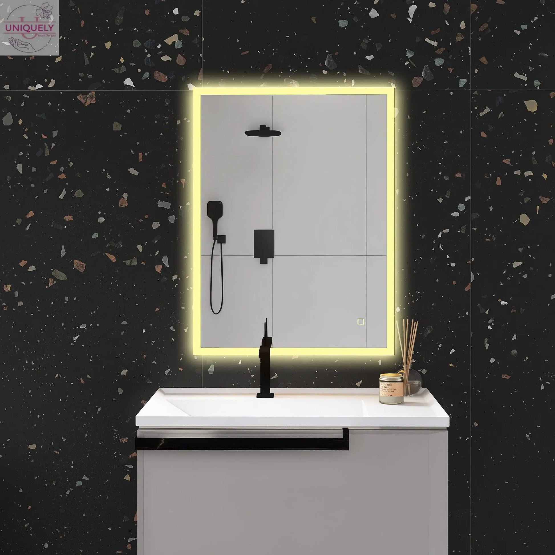 32 x 24 in. Rectangular Frameless Wall-Mount Anti-Fog LED Light Bathroom Vanity Mirror Doba