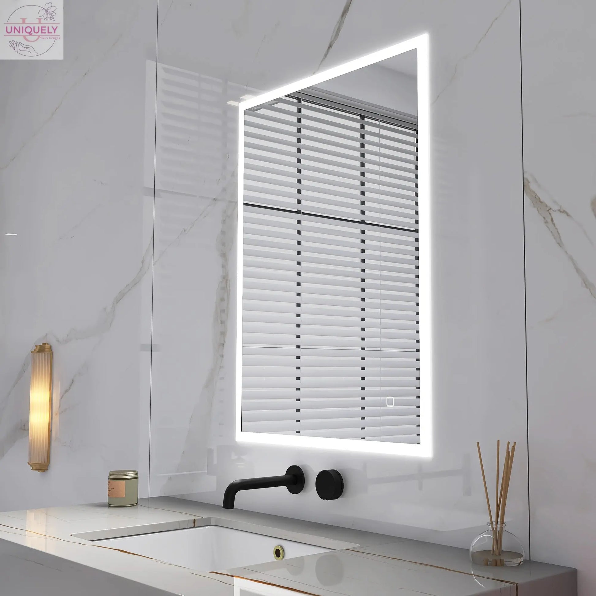 32 x 24 in. Rectangular Frameless Wall-Mount Anti-Fog LED Light Bathroom Vanity Mirror Doba