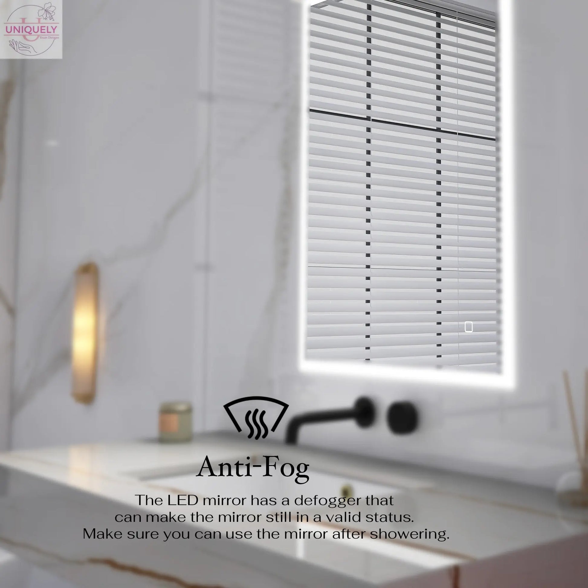 32 x 24 in. Rectangular Frameless Wall-Mount Anti-Fog LED Light Bathroom Vanity Mirror Doba