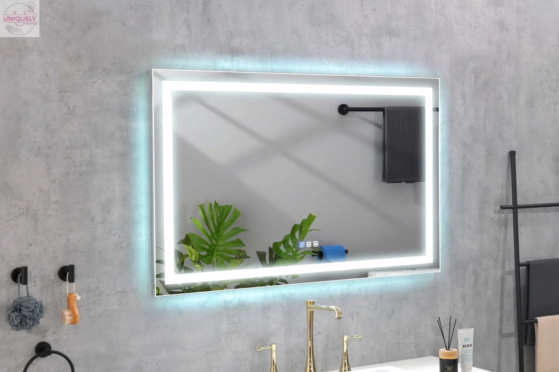 48 x 36 Inch LED Mirror Bathroom Vanity Mirrors with Lights;  Wall Mounted Anti-Fog Memory Large Dimmable Front Light Makeup Mirror Doba