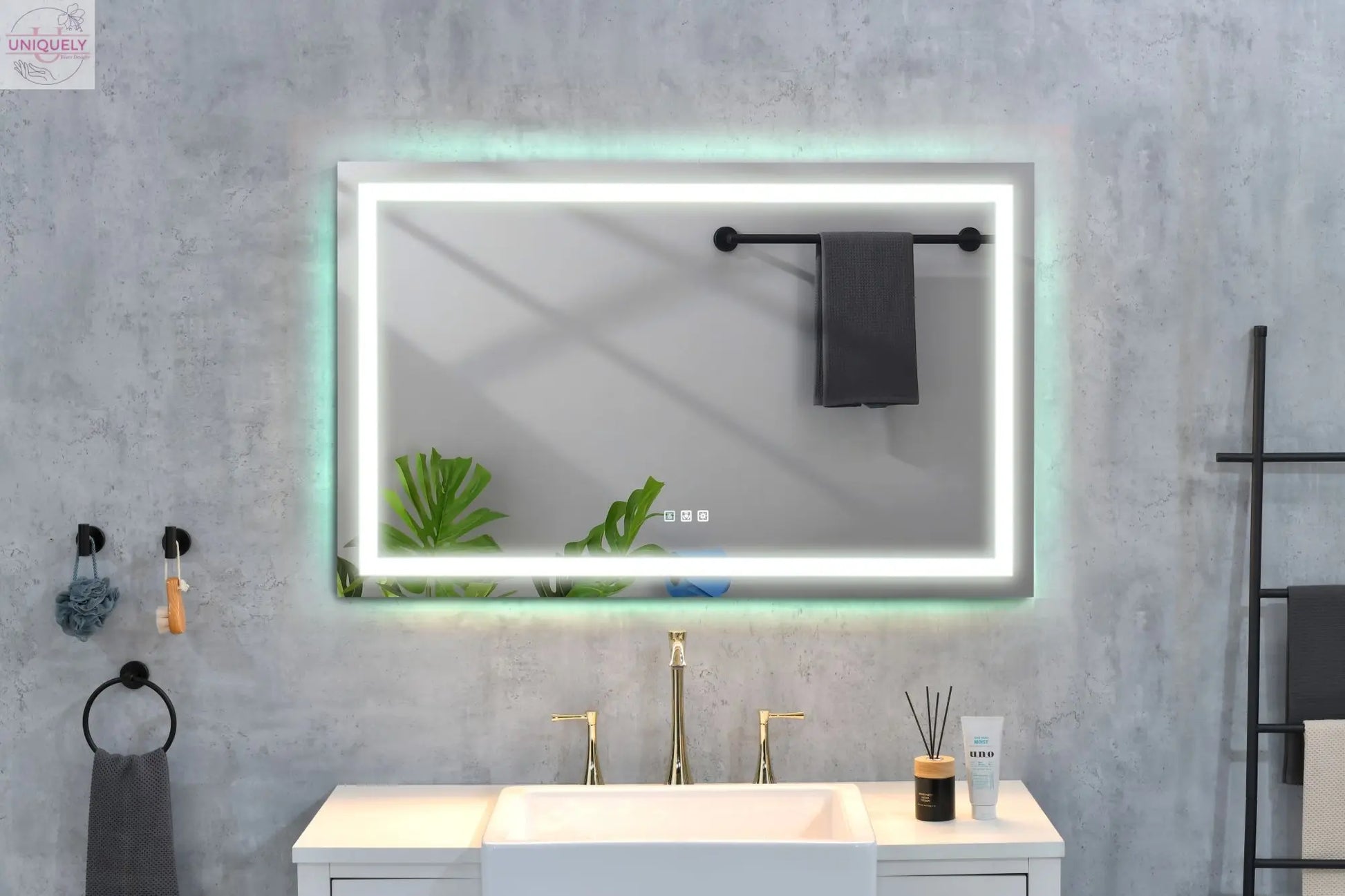 48 x 36 Inch LED Mirror Bathroom Vanity Mirrors with Lights;  Wall Mounted Anti-Fog Memory Large Dimmable Front Light Makeup Mirror Doba