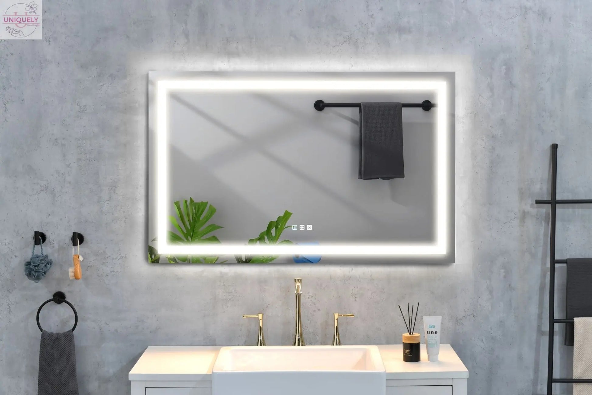 48 x 36 Inch LED Mirror Bathroom Vanity Mirrors with Lights;  Wall Mounted Anti-Fog Memory Large Dimmable Front Light Makeup Mirror Doba