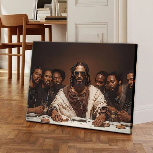 Vintage Black Jesus Last Supper Canvas Art