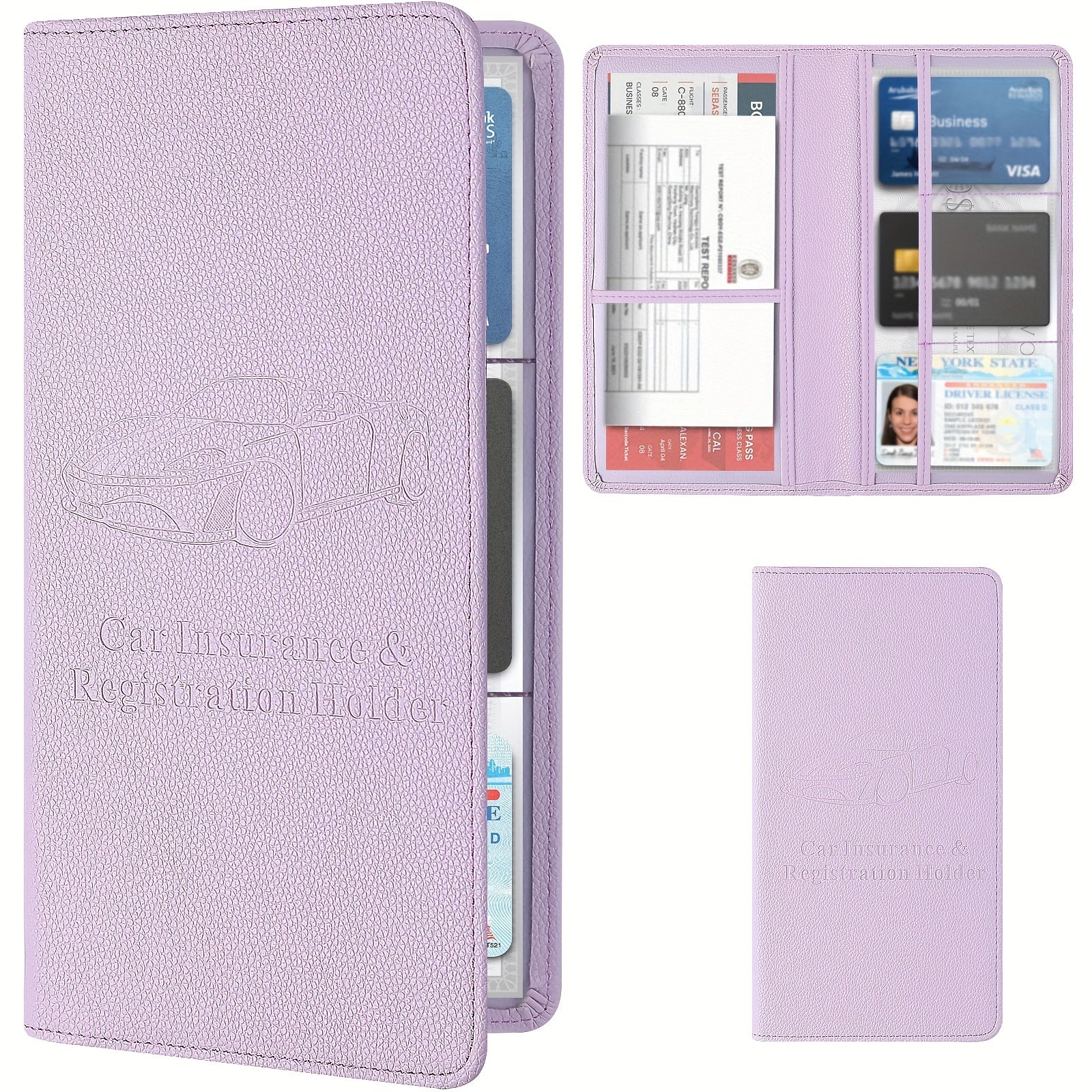 Car Registration & Insurance Card Holder For Men And Women, Auto Glove Box Organizer Document Wallet Faux Leather Manual Folder - Uniquely Yours Designs