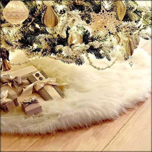 White Plush Holiday Tree Skirt