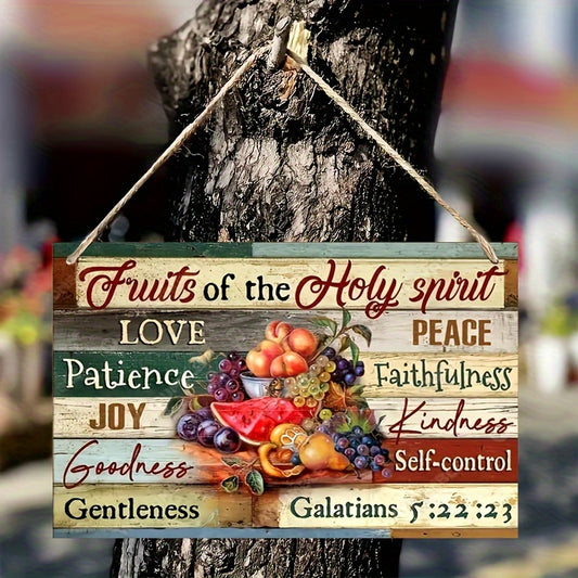 Inspirational Fruit-Themed Wooden Wall Art - 7.8" x 5" Framed Oil Painting with Uplifting Bible Verses & Spiritual Quotes - Ideal for Home Decor, Office, or Gift