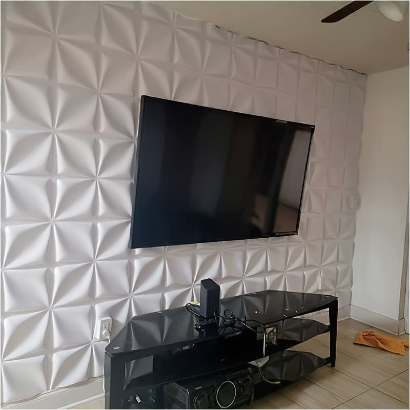 30pcs 3D PVC Matte White Wall Panels, Waterproof Moisture-Proof PVC Wall Panels, Easy To Clean And Free Cutting, For Kitchen Living Room Bathroom Corridor, 11.8*11.8 Inches Uniquely Yours Designs