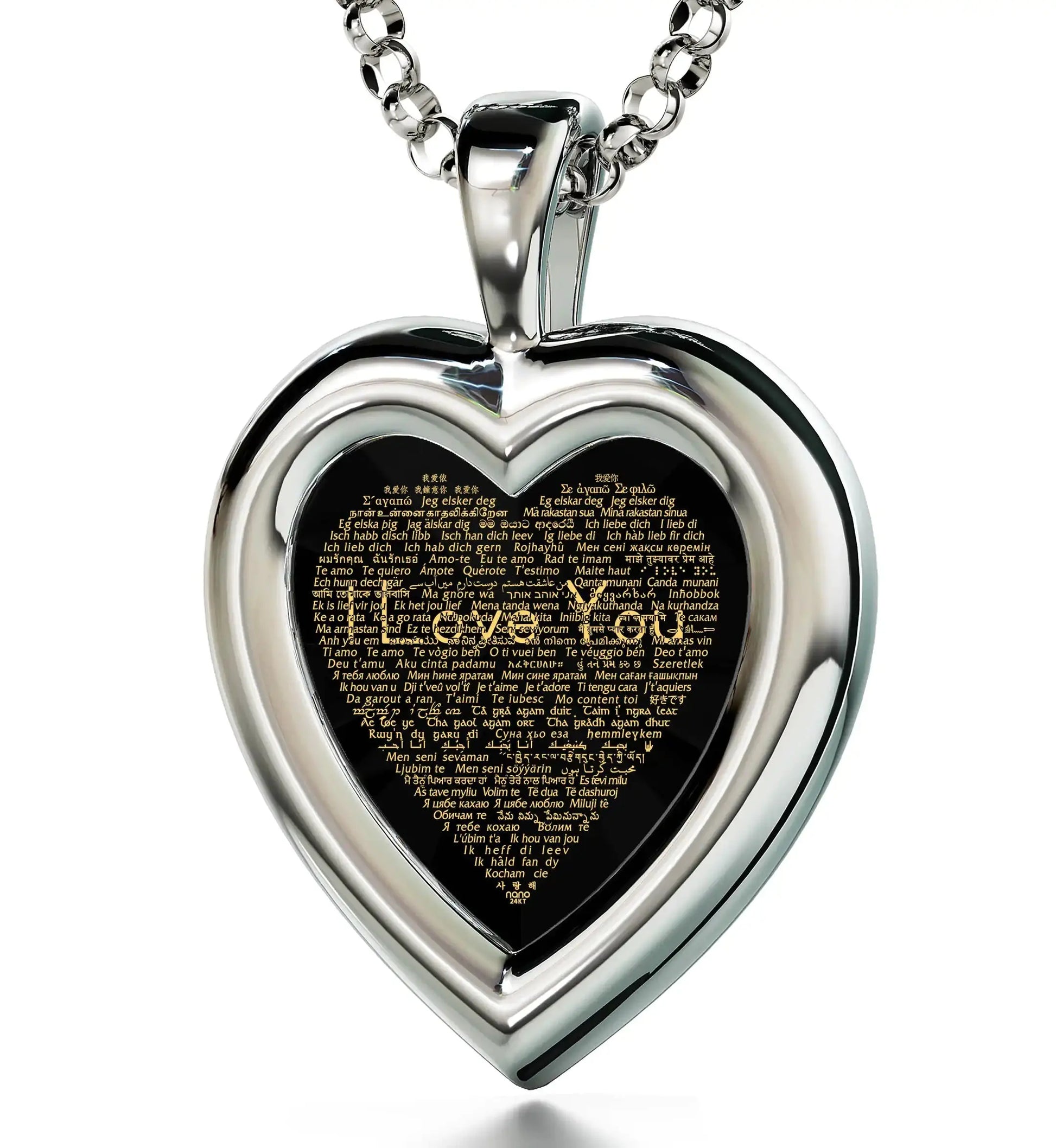 925 Silver Heart Jewelry Set I Love You Necklace in 120 Languages and Crystal Earrings Uniquely Yours Designs