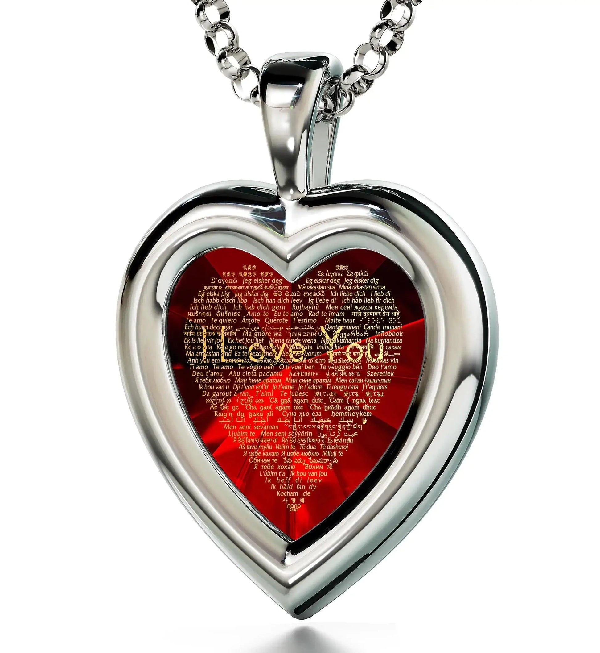 925 Silver Heart Jewelry Set I Love You Necklace in 120 Languages and Crystal Earrings Uniquely Yours Designs