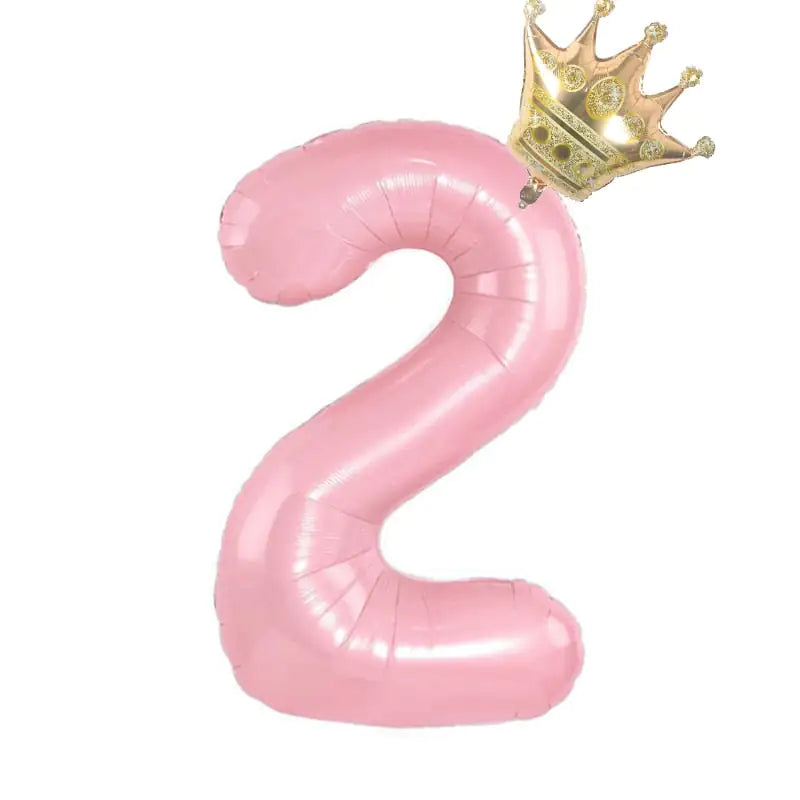 32inch Pastel Baby Blue Pink Foil Number Balloon With Crown 1 2 3 4 5 6 7  Birthday Party Baby Shower Wedding Decoration Uniquely Yours Designs