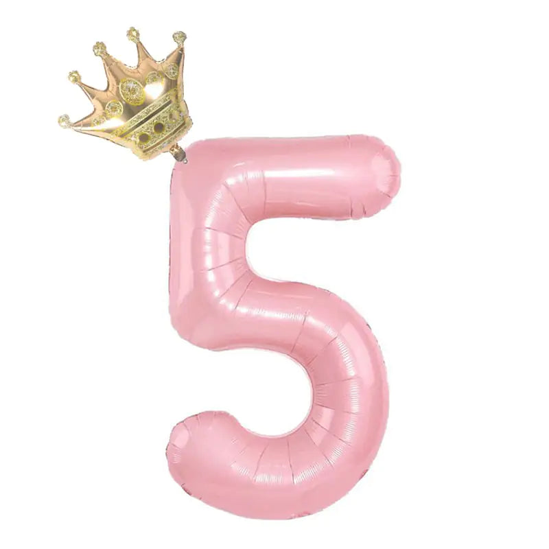 32inch Pastel Baby Blue Pink Foil Number Balloon With Crown 1 2 3 4 5 6 7  Birthday Party Baby Shower Wedding Decoration Uniquely Yours Designs