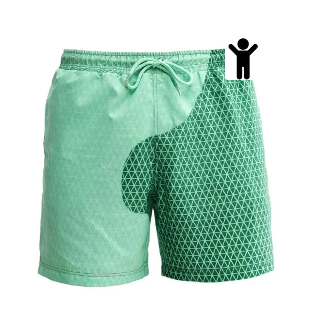 Children Encounter Water Change Color Beach Shorts Swim Trunks Uniquely Yours Designs