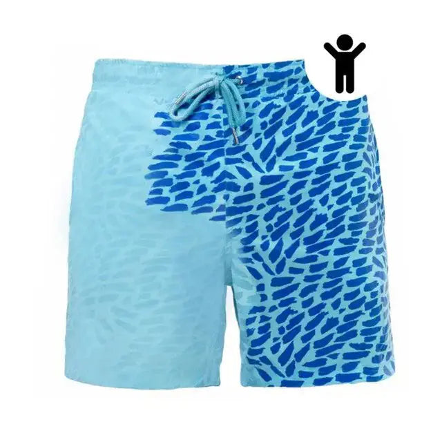 Children Encounter Water Change Color Beach Shorts Swim Trunks Uniquely Yours Designs