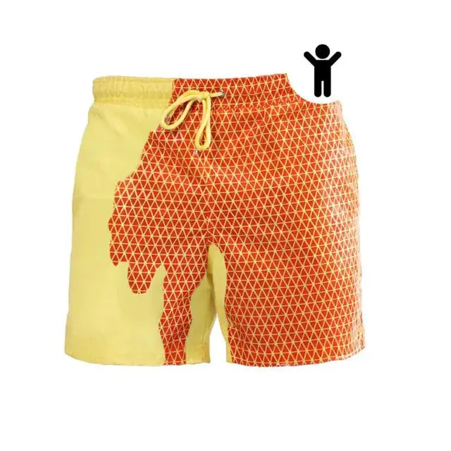 Children Encounter Water Change Color Beach Shorts Swim Trunks Uniquely Yours Designs