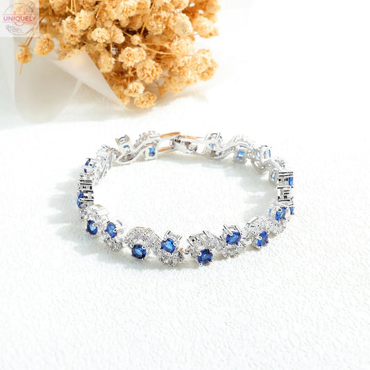 Delicate Sparkling Diamond Jewelry Zircon Rhodium Plated Bracelet Doba