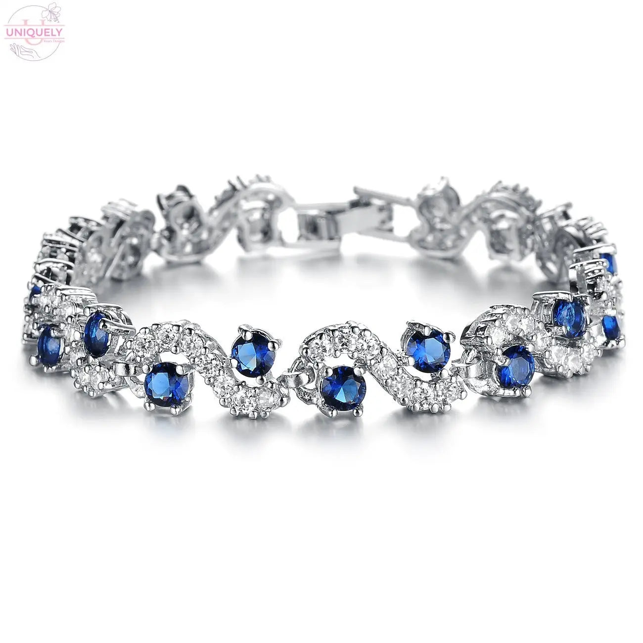 Delicate Sparkling Diamond Jewelry Zircon Rhodium Plated Bracelet Doba