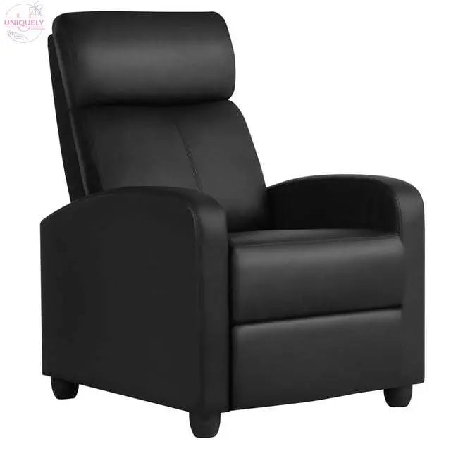 Faux Leather Push Back Theater Recliner Chair with Footrest Doba