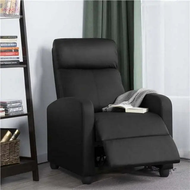 Faux Leather Push Back Theater Recliner Chair with Footrest Doba