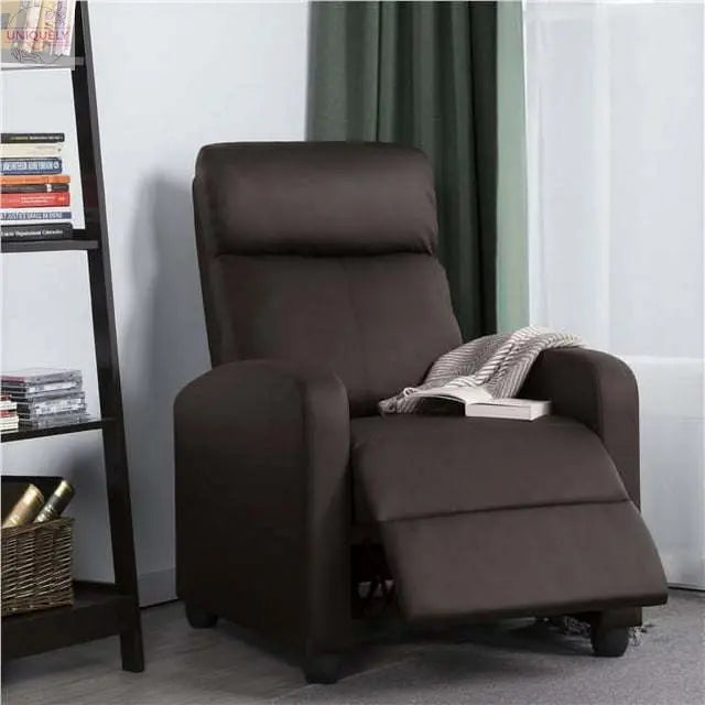 Faux Leather Push Back Theater Recliner Chair with Footrest Doba