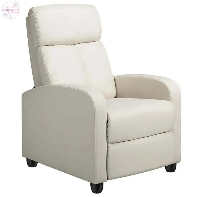 Faux Leather Push Back Theater Recliner Chair with Footrest Doba