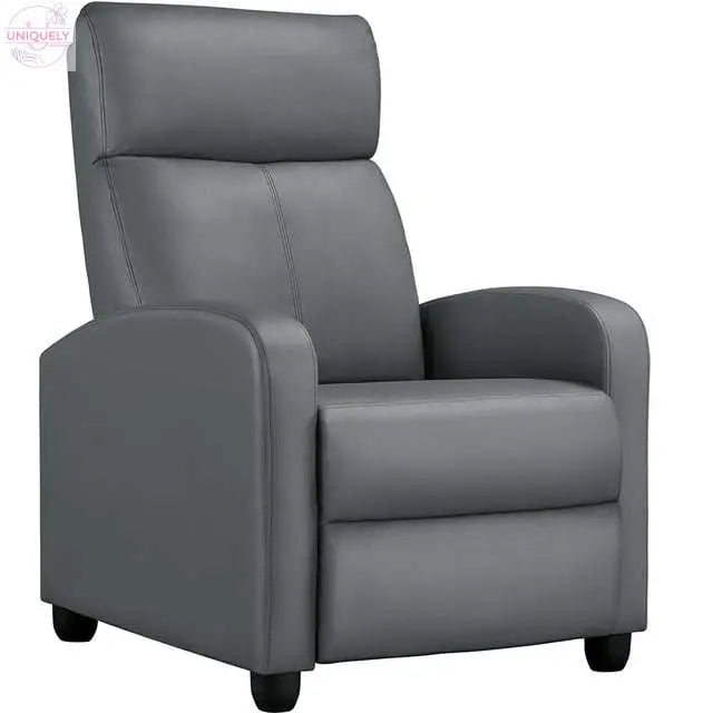 Faux Leather Push Back Theater Recliner Chair with Footrest Doba