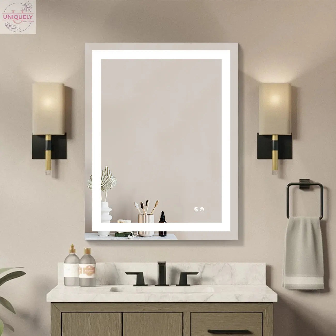 Frameless Rectangular LED Light Bathroom Vanity Mirror Doba