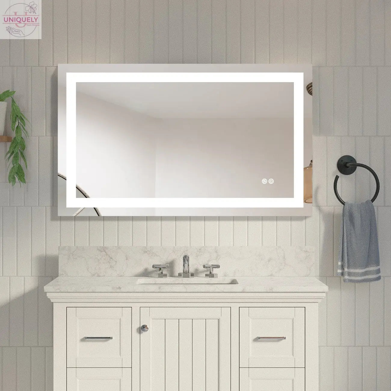 Frameless Rectangular LED Light Bathroom Vanity Mirror Doba