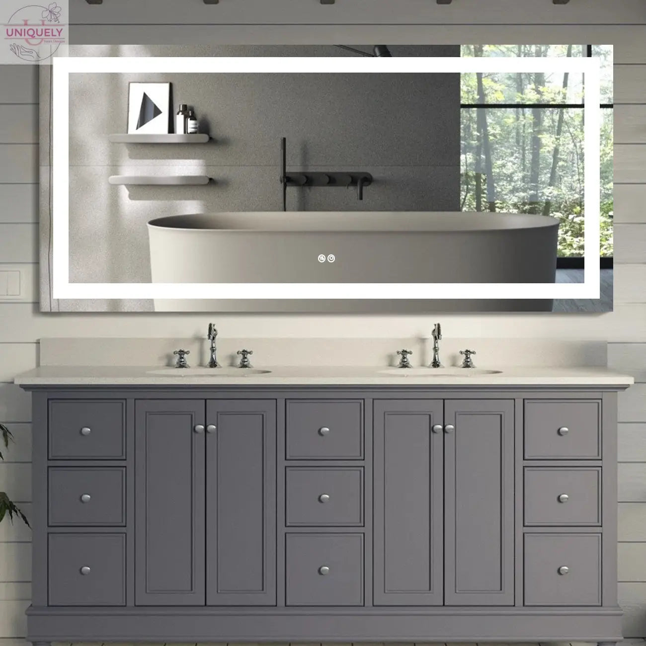 Frameless Rectangular LED Light Bathroom Vanity Mirror Doba