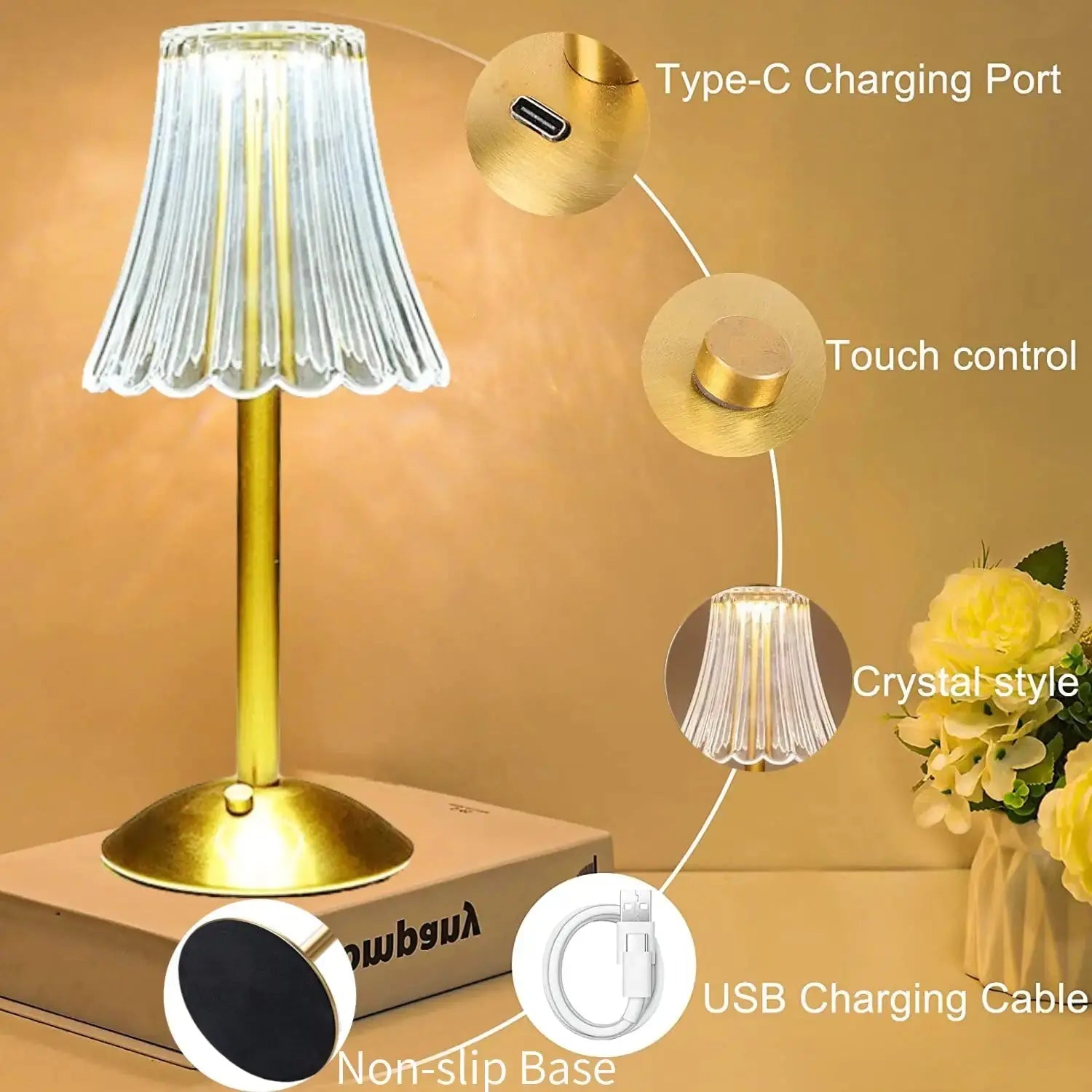 Iris Rechargeable Table Lamp Uniquely Yours Designs