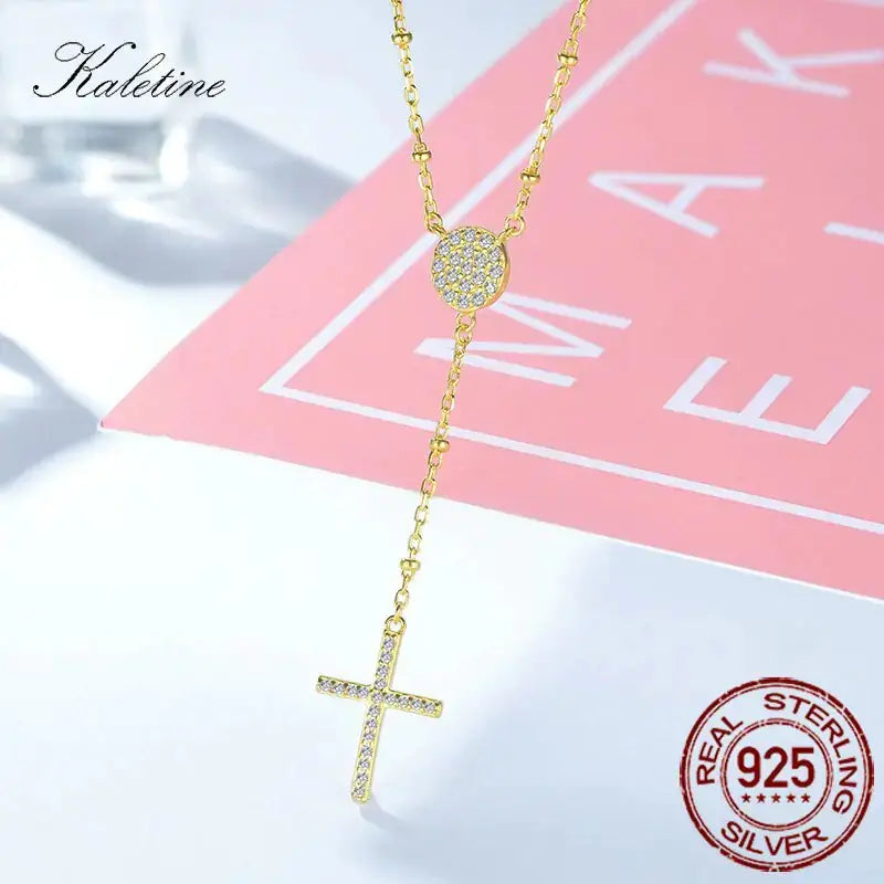 KALETINE 925 Sterling Silver Rosary Necklaces Trendy Gold Jewelry Cross Charms Turkey Evil Eye Necklace Women Accessories Men Uniquely Yours Designs