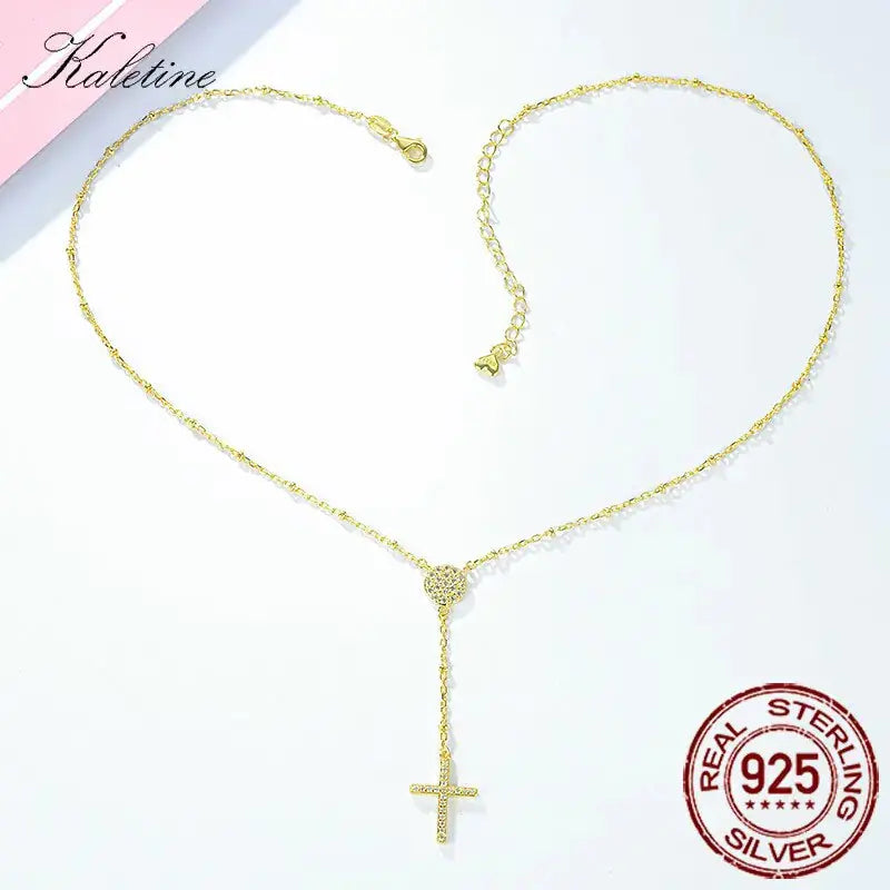 KALETINE 925 Sterling Silver Rosary Necklaces Trendy Gold Jewelry Cross Charms Turkey Evil Eye Necklace Women Accessories Men Uniquely Yours Designs