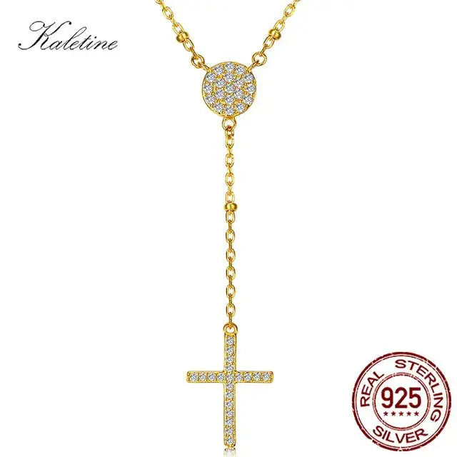 KALETINE 925 Sterling Silver Rosary Necklaces Trendy Gold Jewelry Cross Charms Turkey Evil Eye Necklace Women Accessories Men Uniquely Yours Designs