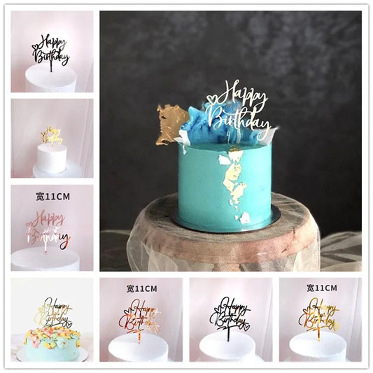 Golden "Happy Birthday" Acrylic Cake Topper Uniquely Yours Designs