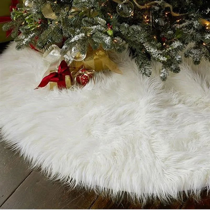 White Plush Holiday Tree Skirt