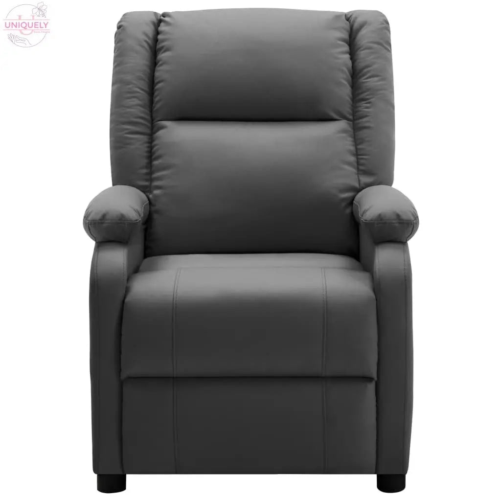 Massage Recliner Anthracite Faux Leather Doba