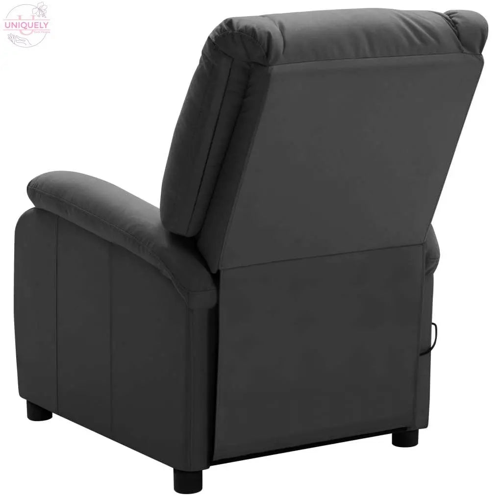 Massage Recliner Anthracite Faux Leather Doba